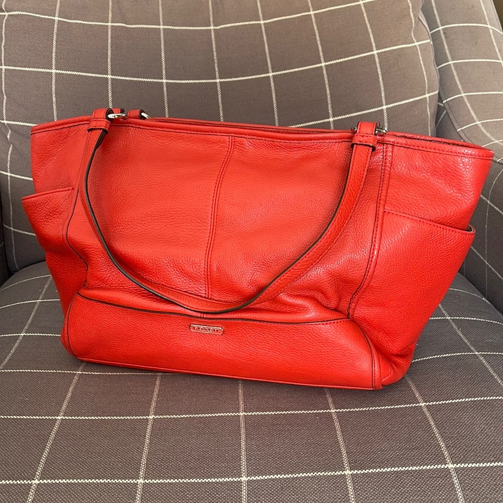 COACH PARKER BERRY RED SOFT LEATHER BAG